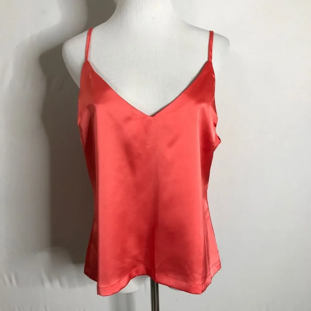 Nasty Gal V You Never Satin Cami Coral Pink Size 10 NWT